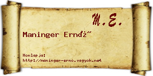 Maninger Ernő névjegykártya